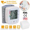 Blood Pressure Monitor Wrist Digital High Blood Pressure Cuff Heartbeat Tester w/ 90x2 Reading Memory 2In LCD Screen Storage Box